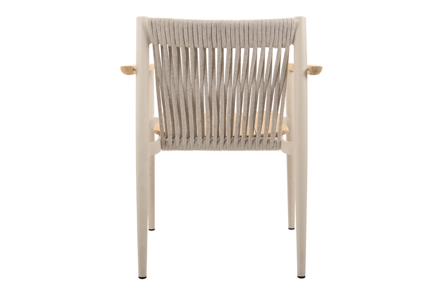 Carla Alu Dining Arm Chair, Teak Seat, Coated Linen, with Linen Rope